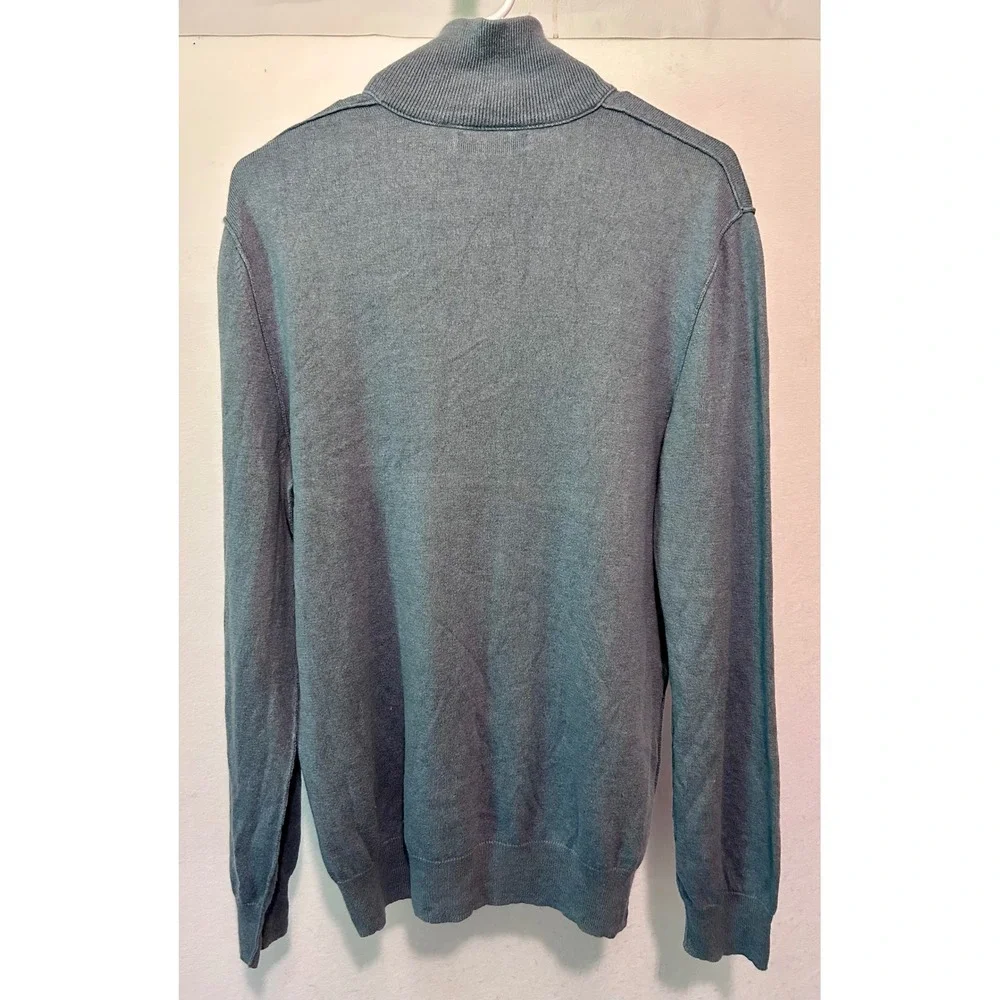 Banana Republic Mens Silk Cashmere Quarter Zip Sweater Blue Large 525986-04
